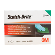 3M Scotch-Brite 7496 Light Green Handpad AFIN Grade 158mm x 224mm (Box of 20)